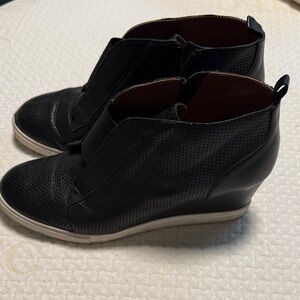 Paolo Black Perforated Wedge Shoes